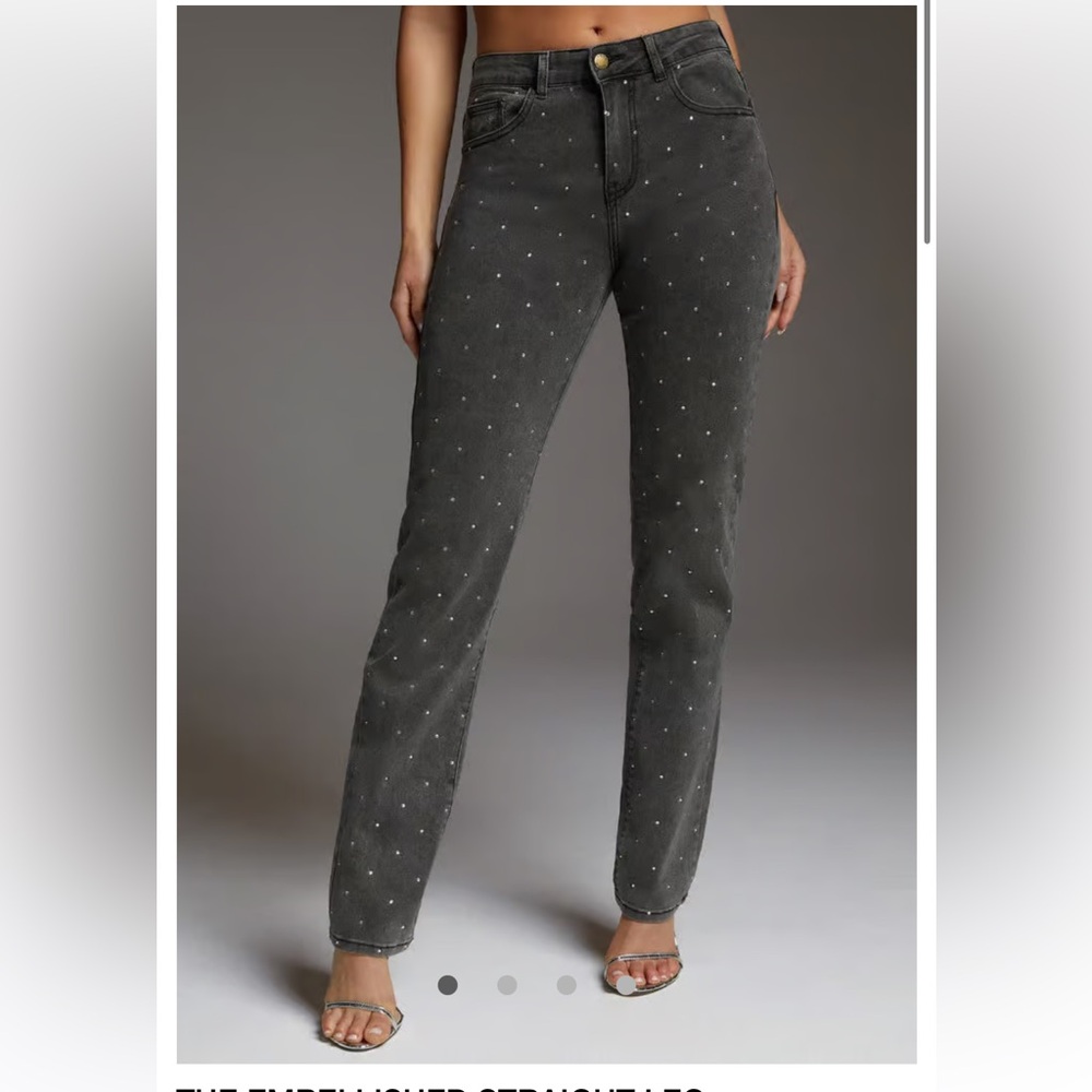 Bebe dark embellished straight leg jeans New